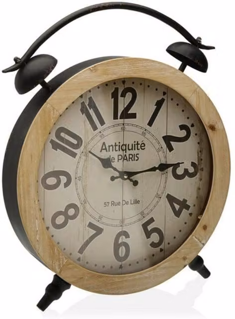 Reloj de mesa analógico Versa 18190891 de metal estilo vintage, pack de 2 unidades, An/P/Al: 52,5 x 41 x 6,5 cm