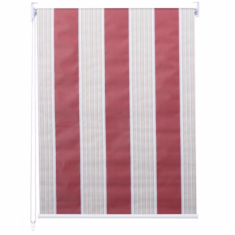 Estor Enrollable Mendler con Diseño de Rayas, Opaco y Térmico, An: 100 cm, Al: 160 cm, Color: Rojo, Blanco y Beige