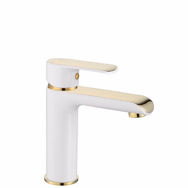 Grifo de lavabo Rea BLOOM en acabado cromo y color blanco para encimera