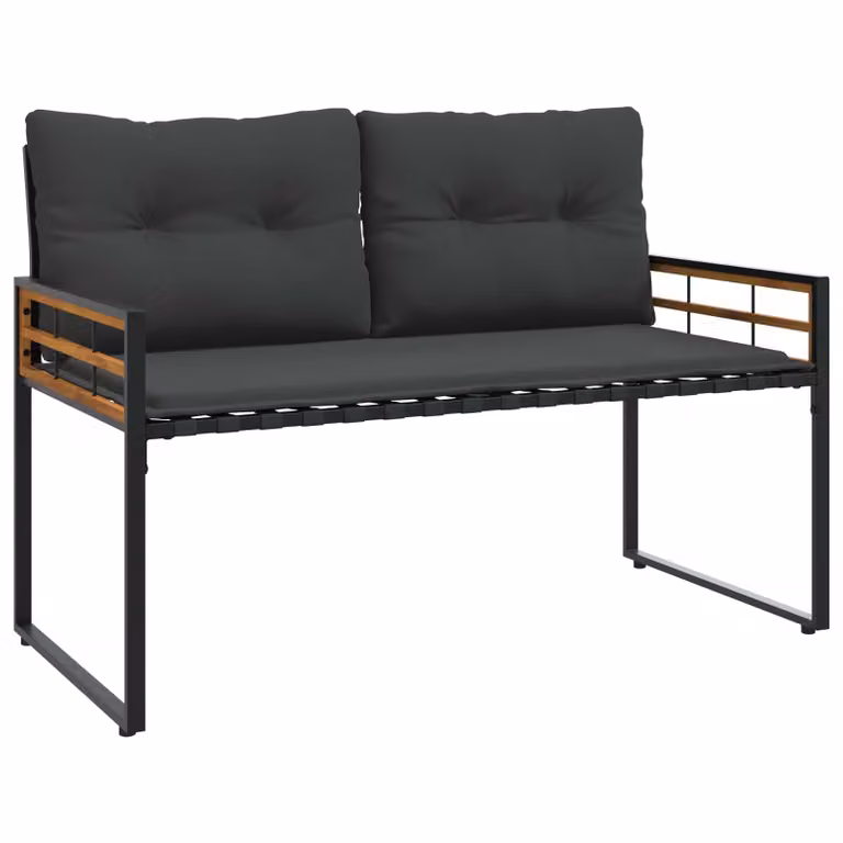 vidaXL Banco de Madera de Acacia con Cojines para Jardín y Terraza, Gris, An/P/Al: 114 x 55 x 77 cm