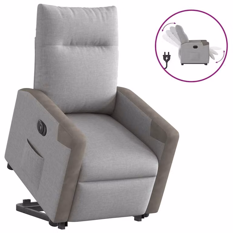 Sillón eléctrico reclinable y elevable vidaXL en tela gris nube con reposabrazos
