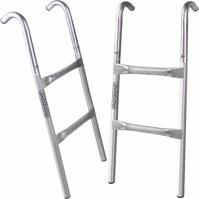 Escalera de 2 peldaños para trampolín Monzana de metal color plata de 76 cm