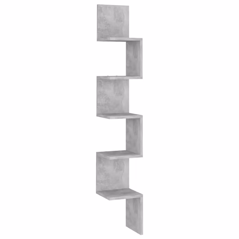 Estante de esquina para pared vidaXL en gris hormigón, An/P/Al: 20 x 20 x 127,5 cm