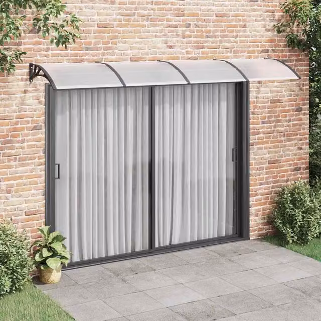 Marquesina de puerta vidaXL de policarbonato y aluminio en color negro An/P: 350 x 100 cm