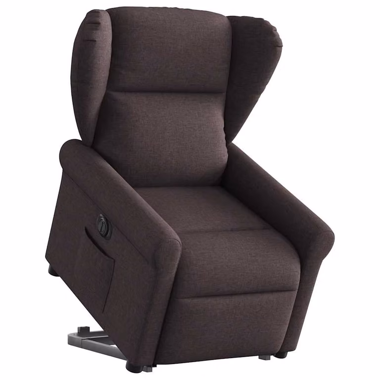 Sillón eléctrico reclinable y elevable vidaXL en tela marrón oscuro con reposabrazos para mayores