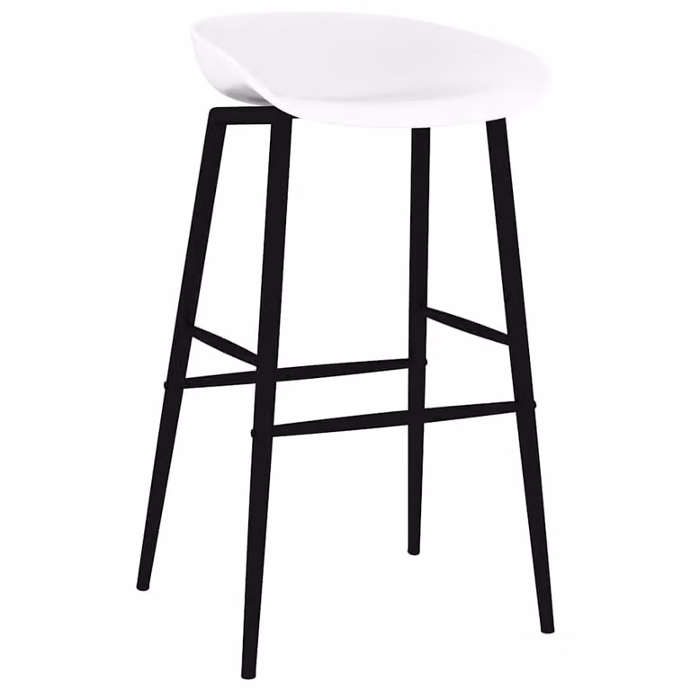 Set de 2 taburetes de cocina modernos vidaXL en color blanco