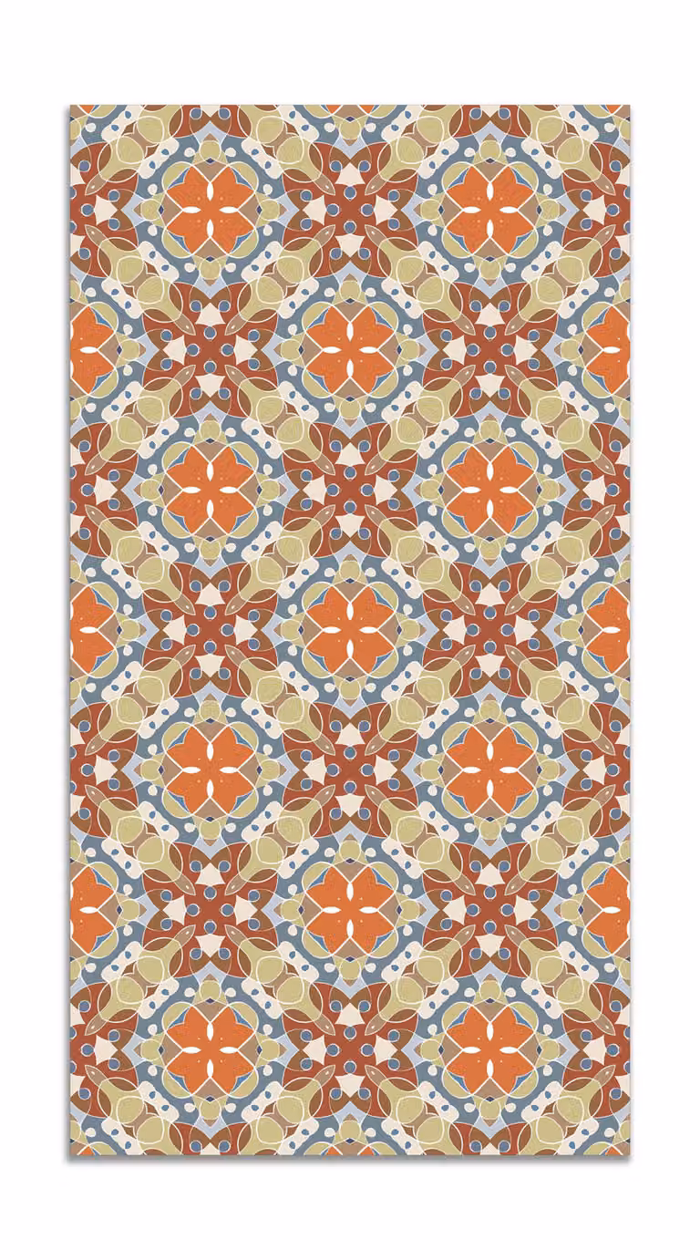 Alfombra de vinilo con diseño de mosaico oriental multicolor, resistente a las manchas, An/P: 80 x 200 cm