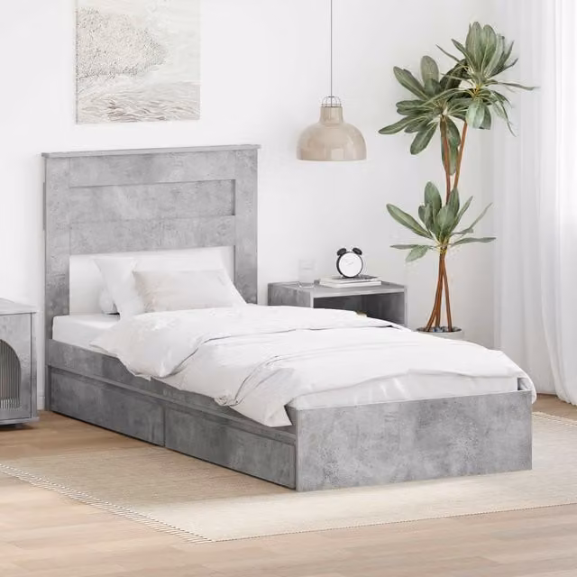 Cama con almacenamiento y cajón Maison Exclusive en color gris de 90 x 190 cm