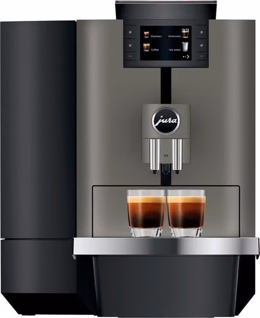 Cafetera automática profesional Jura X4 Dark Inox con pantalla de 3,5 pulgadas y 27 especialidades en color gris antracita