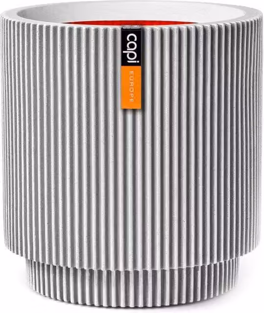 Maceta Cilíndrica Groove Nl de Capi Europe en color blanco, fabricada en plástico con diseño moderno y estriado, An: 36 cm, Al: 38 cm