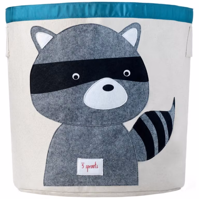 Cesta de juguetes de mapache 3 Sprouts en azul y gris para niños
