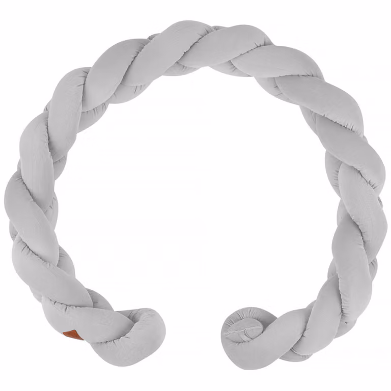 Trenza de cuna para bebé Sevira Kids de terciopelo gris y microfibra