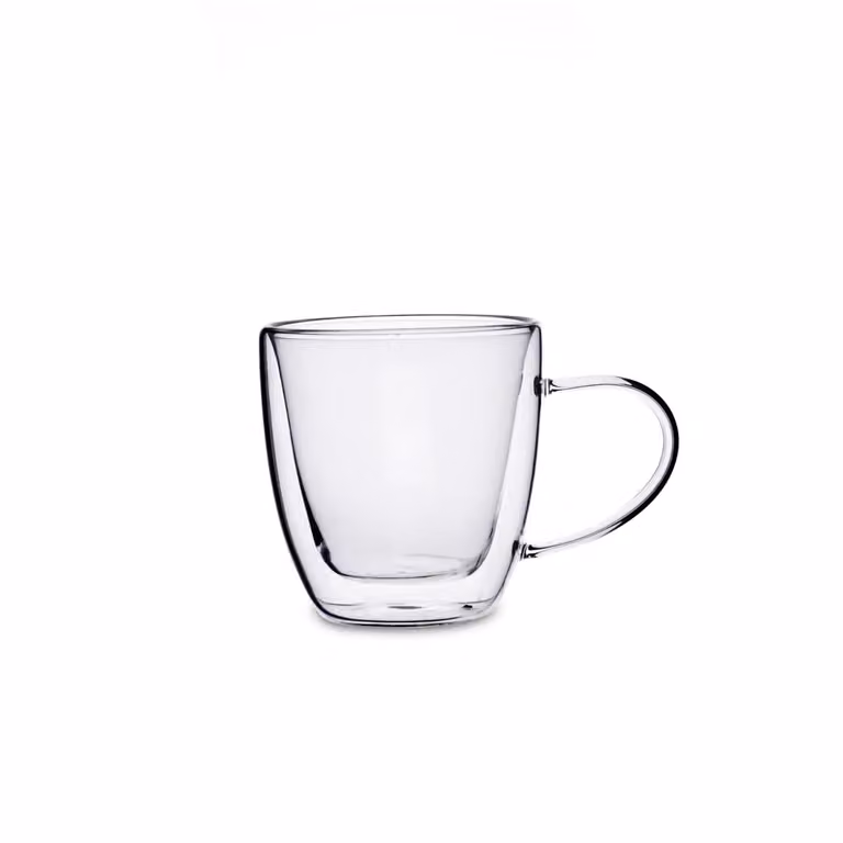 Set de 6 tazas de café americano Quid Serenia de vidrio de doble pared, transparentes, 150 ml