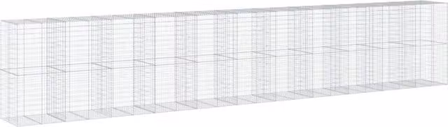 Cesta de gaviones versátil para exteriores de hierro galvanizado plateado, fácil de montar y estilo moderno, An/P/Al: 1100 x 100 x 200 cm