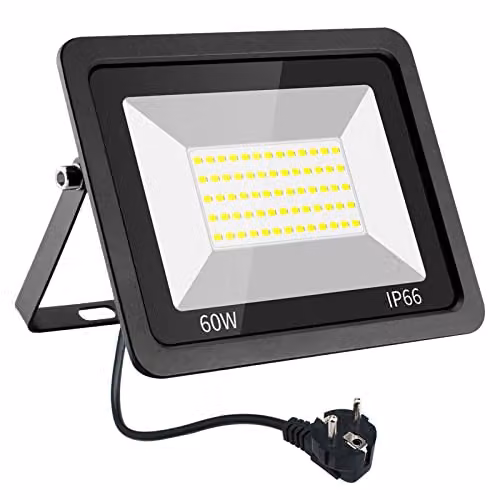 Foco LED Exterior Eleganted de 60W con 6000 lúmenes y luz blanca fría 6500K, Proyector LED Impermeable IP66 para Jardín y Patio