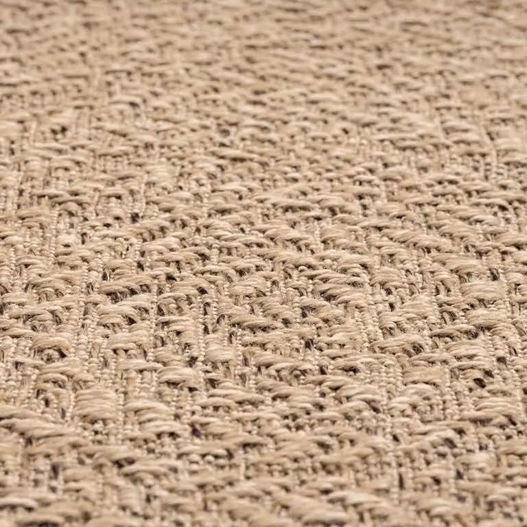 Alfombra de exterior Teppich-Traum con aspecto de sisal en color beige y marrón, resistente a los rayos UV y de diseño redondo, Diámetro: 160 cm