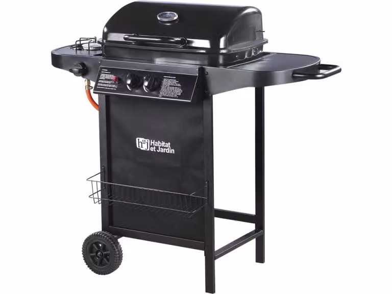 Barbacoa a gas Party 3 de Habitat et Jardin con 3 quemadores, quemador lateral y termómetro en color negro, An/P/Al: 103 x 46 x 93 cm