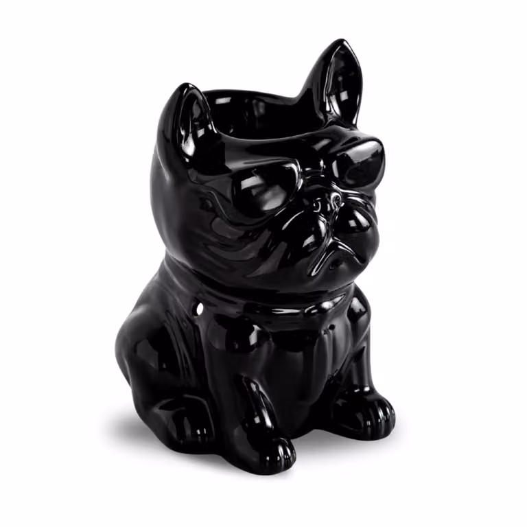 Quemador de perfume Boubou de Zen'Arôme en cerámica negra para vela tealight, Altura: 15,5 cm