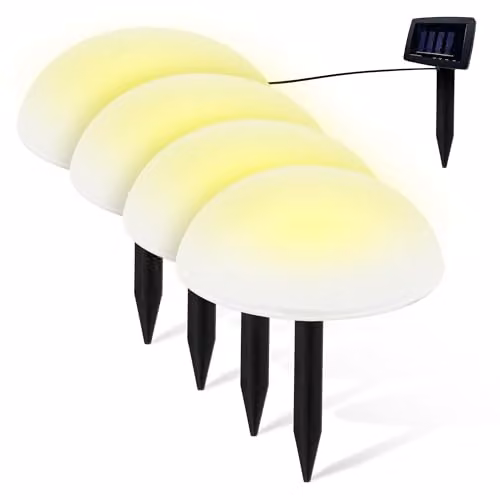 Guirnalda solar LED FISHTEC para jardín con semiesferas blancas y luz cálida, protección IP44, longitud de 4 m
