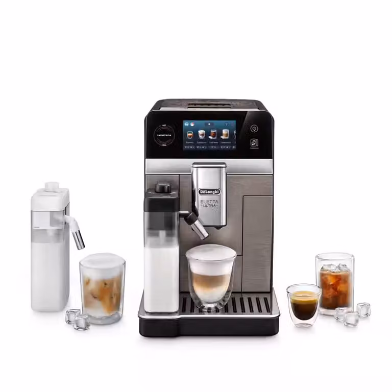Cafetera superautomática De'Longhi Eletta Cappuccino Evo en color negro y plata con acero inoxidable y sistema integrado para encimera