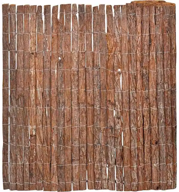 Valla de madera de corteza SYFAX color marrón An/Al: 100 x 600 cm