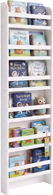 Estantería infantil de 6 compartimentos para libros y juguetes Relaxdays en color blanco, An/P/Al: 200 x 55 x 10 cm