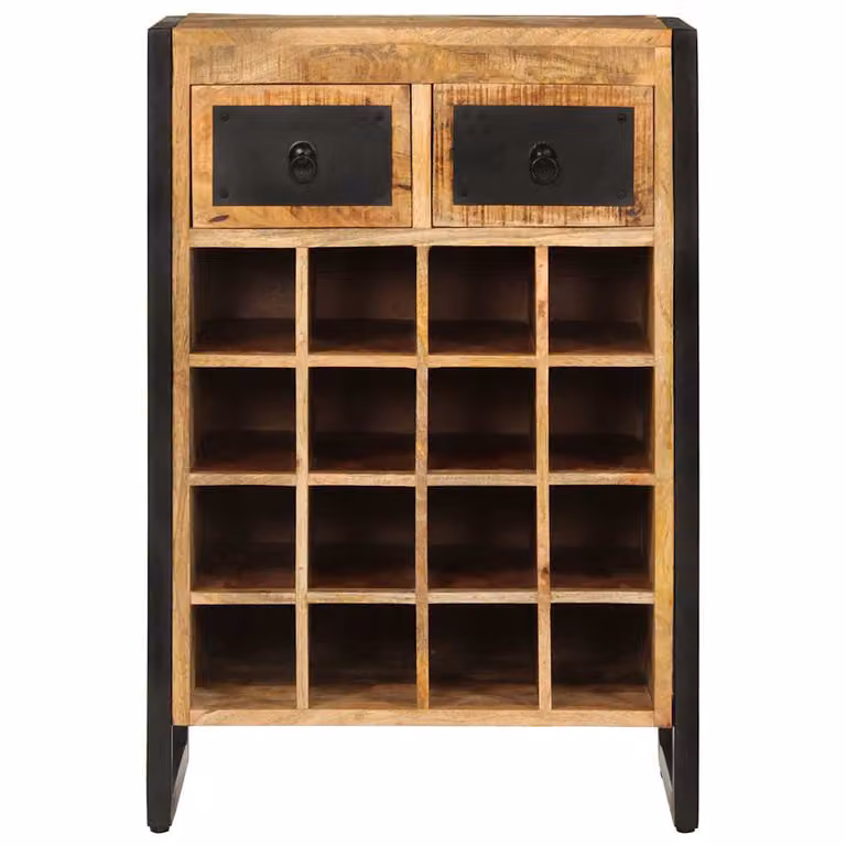 Botellero de pared vidaXL para 16 botellas de madera de mango y metal en color marrón y negro estilo industrial