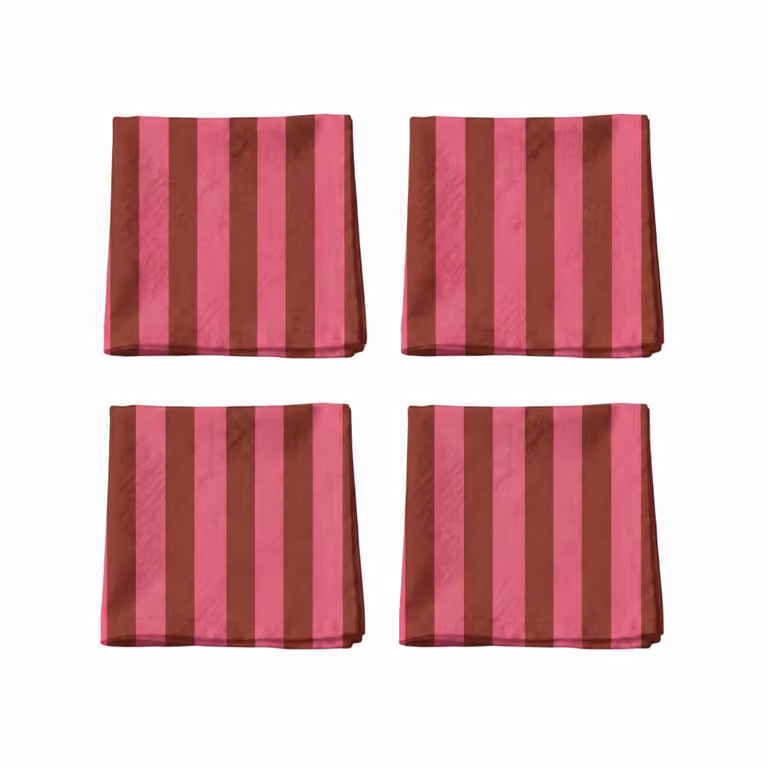 Pack de 4 servilletas de algodón con diseño gráfico de Muare Home en colores rosa, rojo y multicolor
