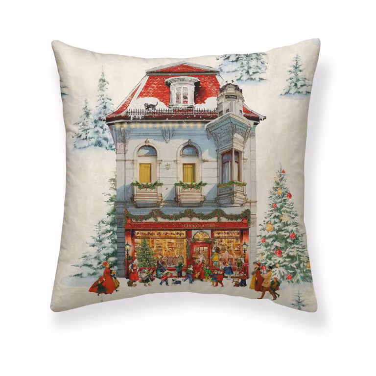 Funda de cojín de Navidad Muare Home multicolor de 100% algodón, 50 x 50 cm