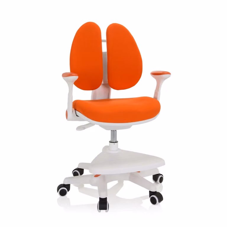 Silla de oficina para niños Kid Wing Grandit de hjh Office en color naranja con tapizado de tela y base giratoria