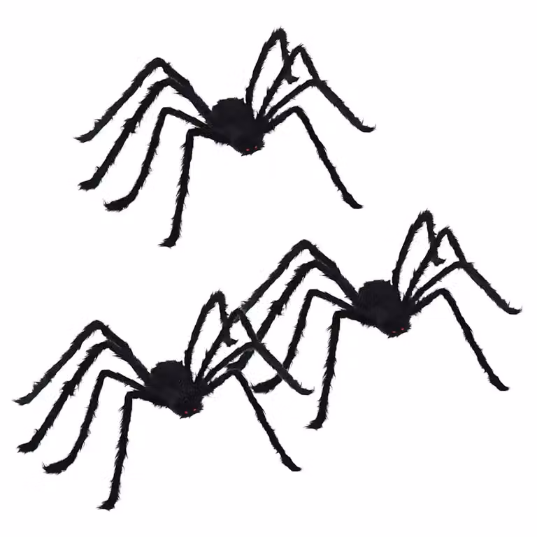 Set de 3 figuras de arañas colgantes vidaXL para decoración de Halloween, estilo gótico, color negro, 150 cm