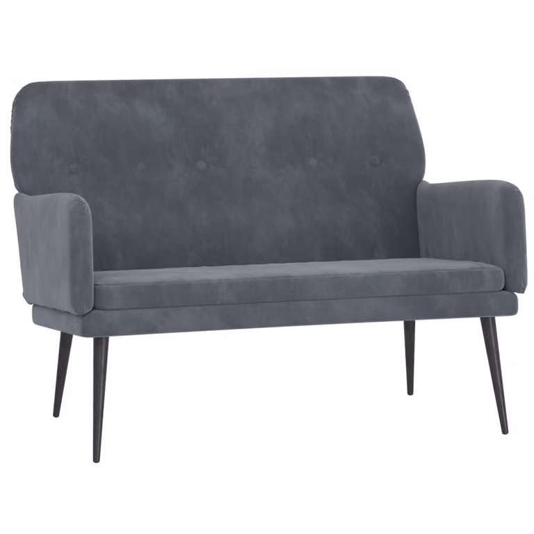 vidaXL Banco de terciopelo gris con reposabrazos y estructura de metal y MDF An/P/Al: 108 x 79 x 79 cm