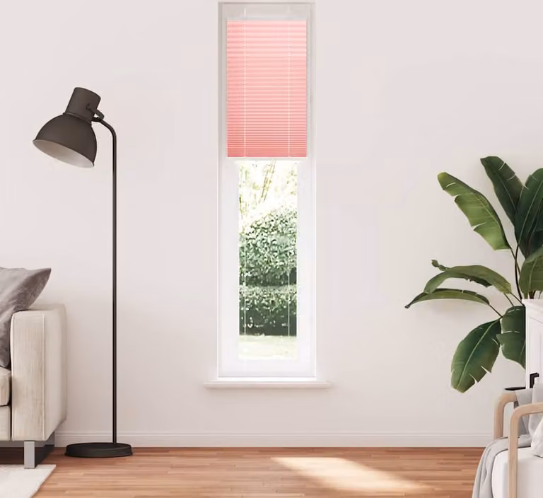 Estor plisado Syfax rosa de poliéster semitransparente, An/Al: 45 x 200 cm