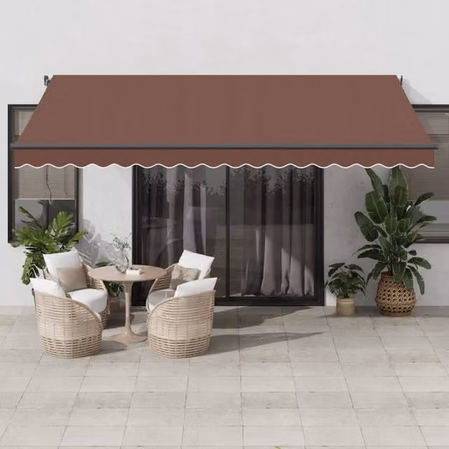 Toldo retráctil automático con luces LED Maison exclusive en color marrón y antracita, An/P: 450 x 350 cm