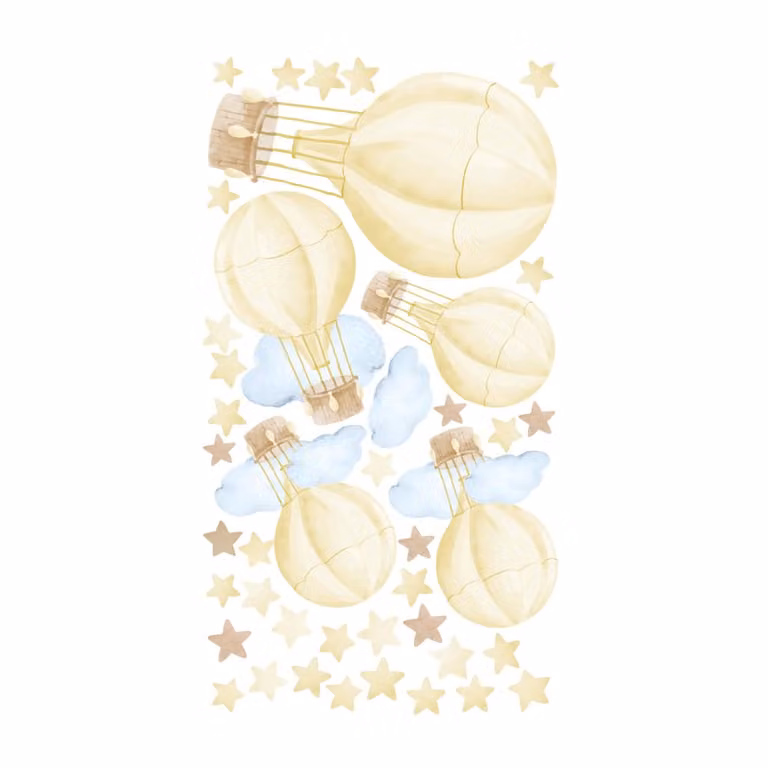 Stickers decorativos de globos aerostáticos amarillos Nicolasito para pared de niños