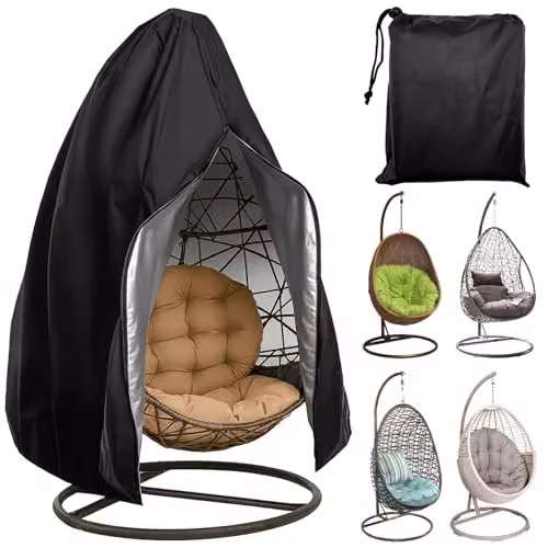 Funda impermeable para silla colgante Zyluniy en color negro, fabricada en poliéster Oxford 210D con protección anti-UV, An: 190 cm, Al: 115 cm