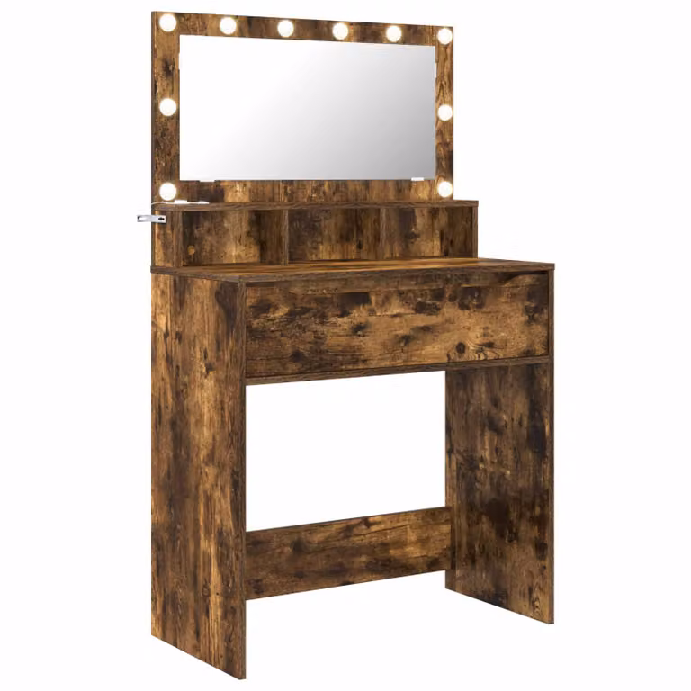 Mesa de tocador moderna vidaXL para dormitorio en color marrón roble, An/P/Al: 80 x 39,5 x 135 cm