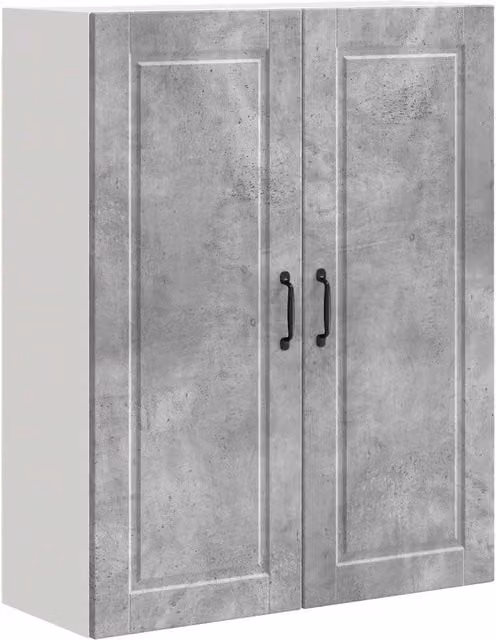 Armario de cocina moderno Helloshop26 con estantes internos y puertas batientes en madera MDF, An/P/Al: 80 x 31 x 100 cm, color gris y marrón mate
