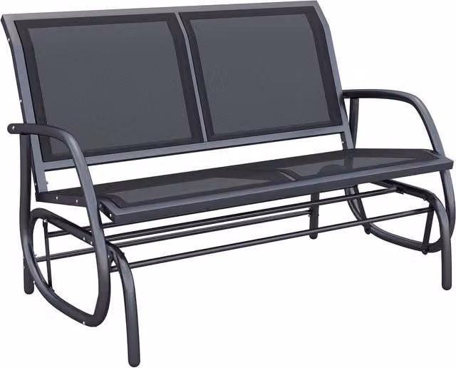 Columpio de jardín NORTHIX para 2 personas en metal negro con acabado mate y tela textilene, An/P/Al: 120 x 70 x 88 cm