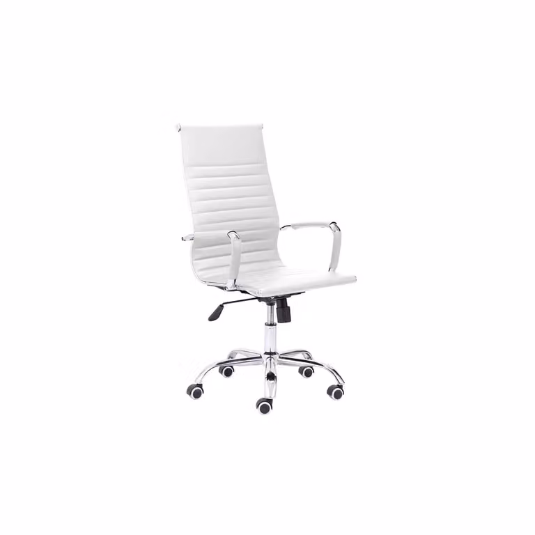 Silla de oficina ergonómica giratoria DUEHOME en símil piel blanco para home office