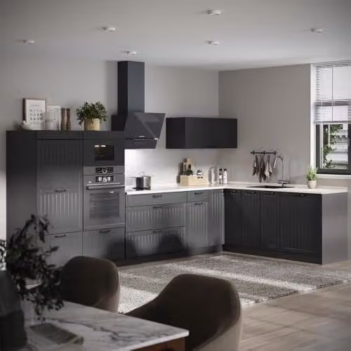 Armario despensa de cocina Vicco Fame-Line en gris antracita con puertas de cierre suave, An: 60 cm, Al: 153,6 cm, P: 58,1 cm