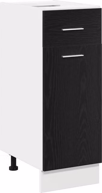 Mueble colgante de cocina SYFAX en roble negro con cajón y puertas, An/P/Al: 46 x 30 x 81,5 cm