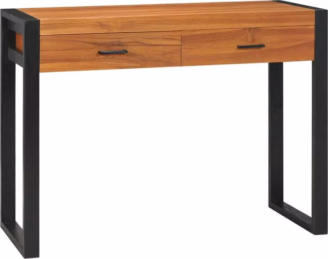 Escritorio de madera de teca Maison Exclusive con 2 cajones, estilo rústico, An/P/Al: 100 x 40 x 75 cm