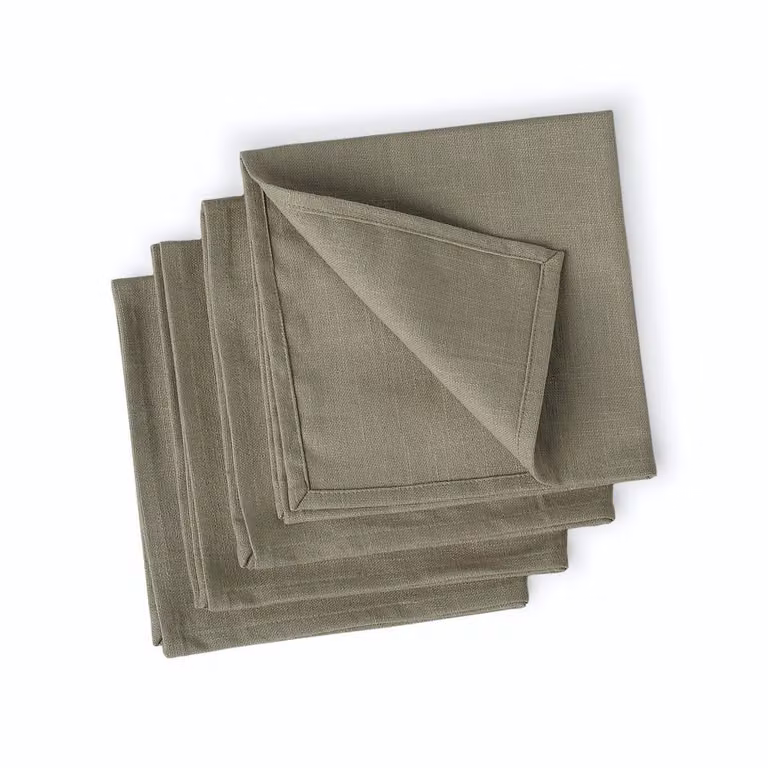 Pack de 4 servilletas de algodón LOUIS en color beige y blanco, An/An: 45 x 45 cm