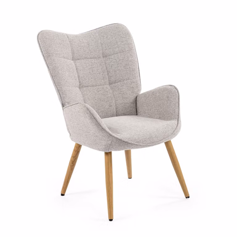 Sillón escandinavo Meubles Cosy en color gris con estructura de metal y tapizado de poliéster