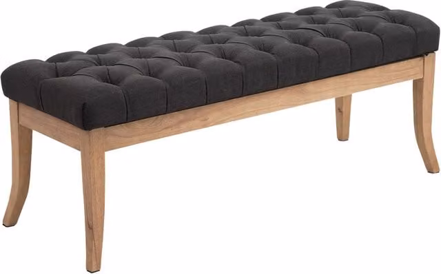 Banco recibidor Ramses de tela y madera clara en color gris oscuro, Ancho: 120 cm
