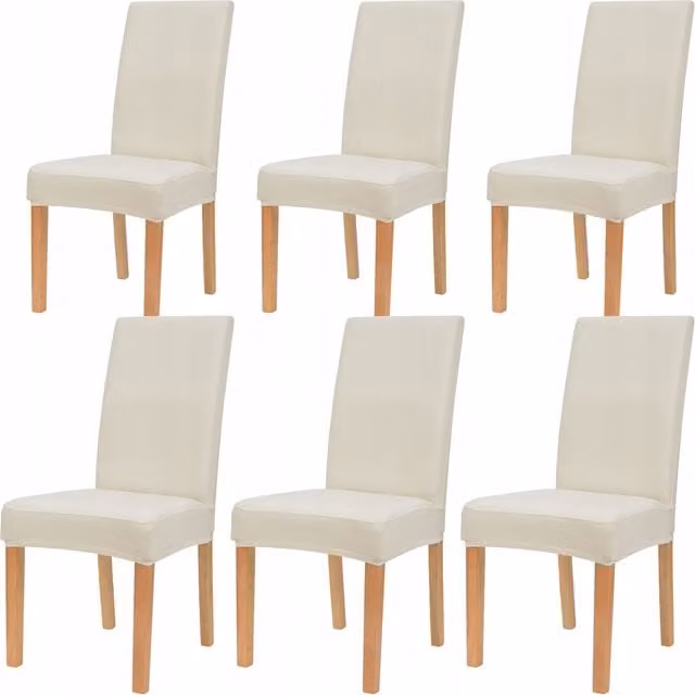 Pack de 6 fundas elásticas lisas para sillas de comedor Tess, talla L, color crudo