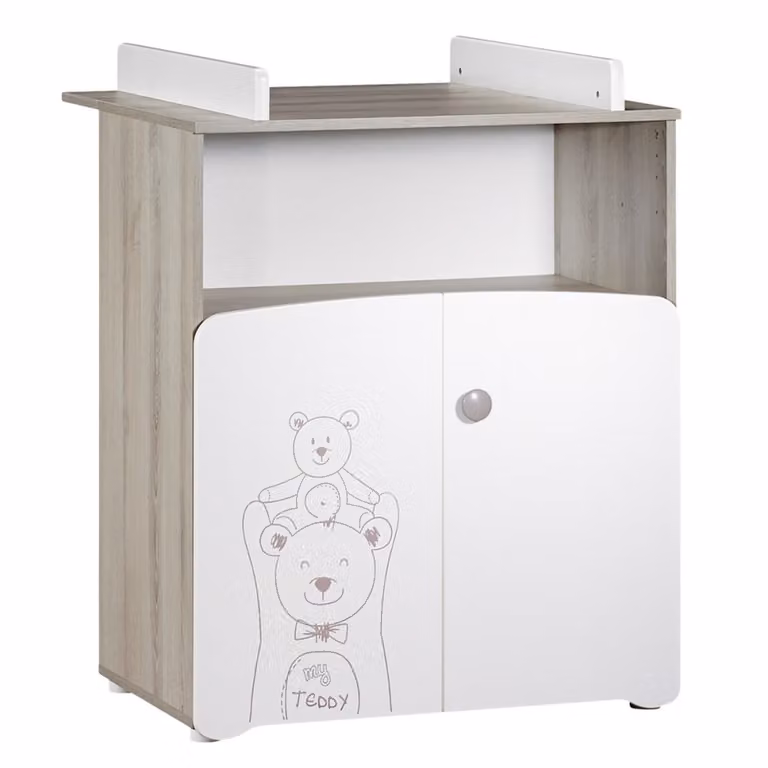Cambiador Baby Price de madera lacada blanca con 2 puertas y cambiador incluido, An/P/Al: 97 x 76 x 66 cm