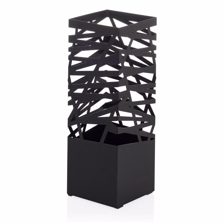 Paragüero moderno de metal negro hjh LIVING con bandeja extraíble An/P/Al: 15 x 15 x 43 cm