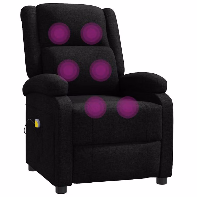 Sillón orejero de masaje relax vidaXL en tela negra con estructura de madera y metal